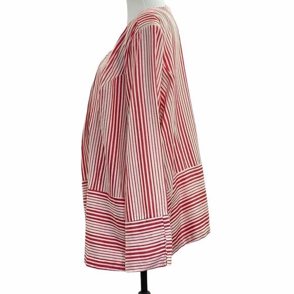 Ny Collection Striped Linen Blend Open Jacket 2x - Picture 5 of 12
